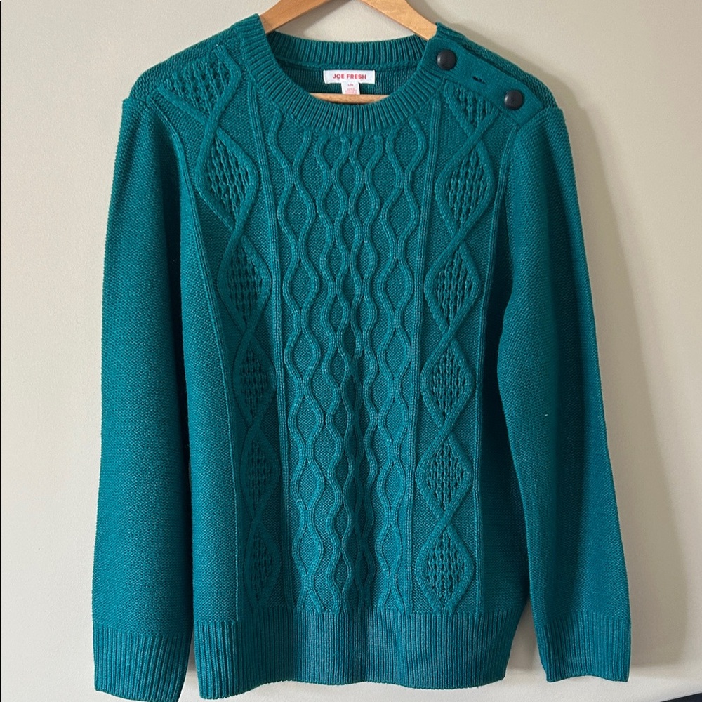 Joe Fresh Teal Button-Shoulder Sweater